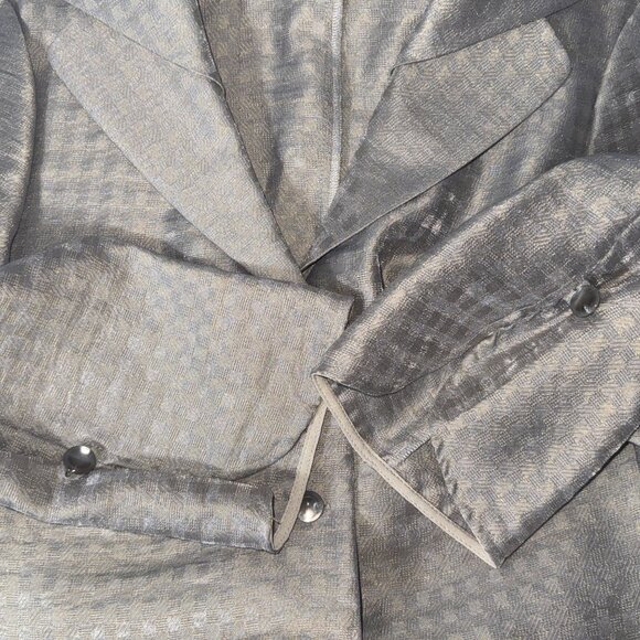 Armani Collezioni Womens Textured Gold Button-Up Blazer Size 8 3/4 Sleeves Italy - Picture 4 of 9